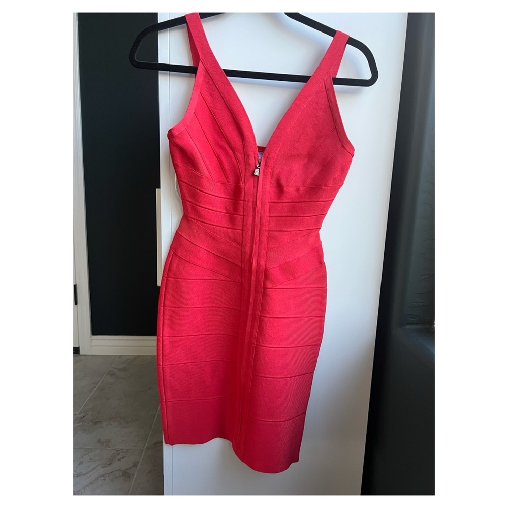Herve Leger Vibrant Red Mini Dress